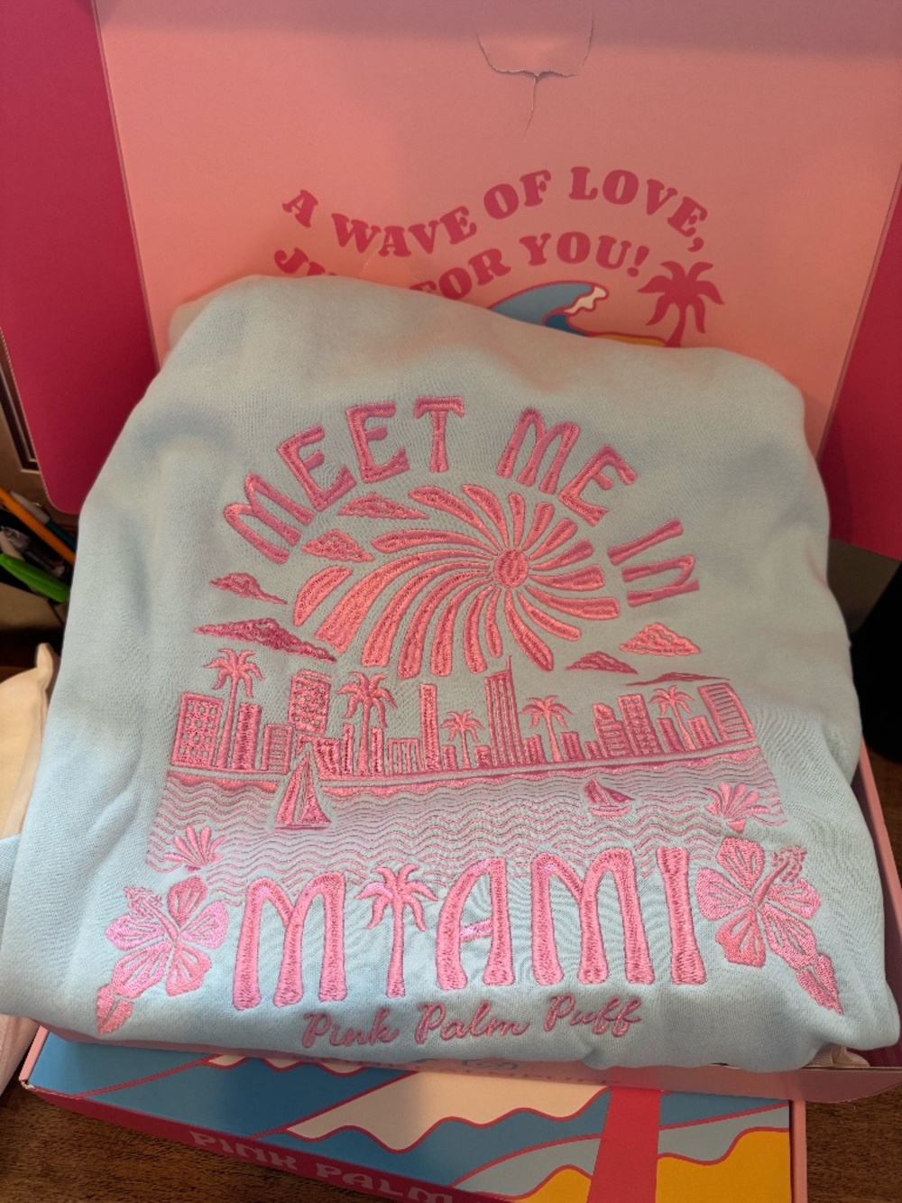 Pink Palm Puff Meet Me In Miami Hoodie